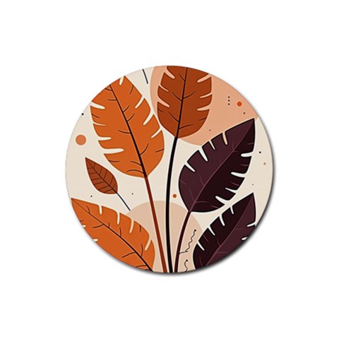 Leaves Boho Monster Nature Rubber Coaster (Round) from ArtsNow.com Front