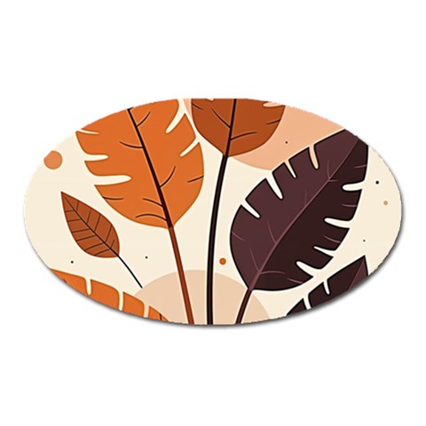 Leaves Boho Monster Nature Oval Magnet from ArtsNow.com Front