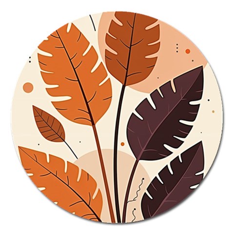 Leaves Boho Monster Nature Magnet 5  (Round) from ArtsNow.com Front