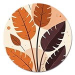 Leaves Boho Monster Nature Magnet 5  (Round)