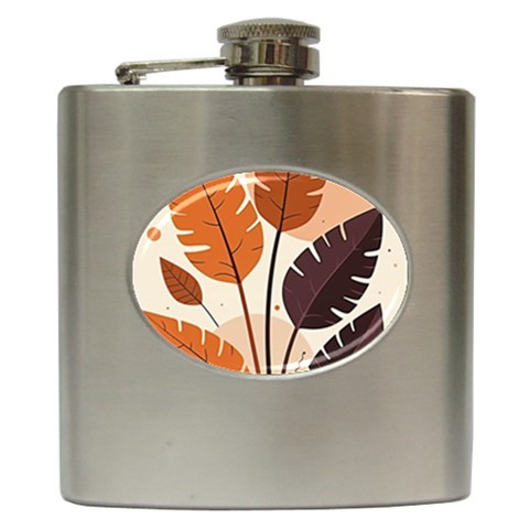 Leaves Boho Monster Nature Hip Flask (6 oz) from ArtsNow.com Front