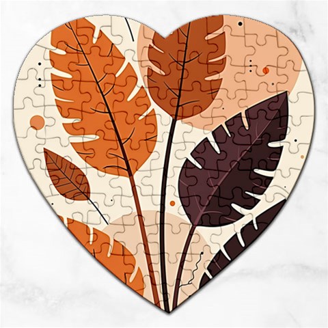 Leaves Boho Monster Nature Jigsaw Puzzle (Heart) from ArtsNow.com Front