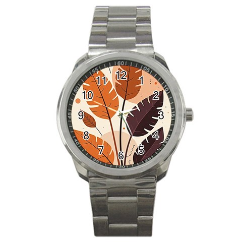 Leaves Boho Monster Nature Sport Metal Watch from ArtsNow.com Front