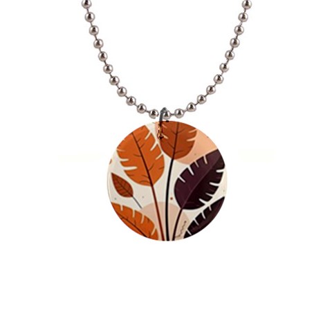 Leaves Boho Monster Nature 1  Button Necklace from ArtsNow.com Front