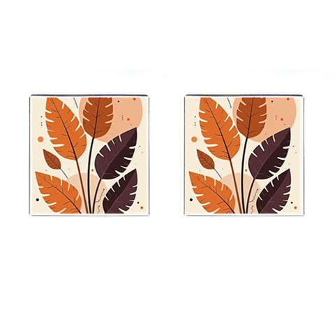 Leaves Boho Monster Nature Cufflinks (Square) from ArtsNow.com Front(Pair)