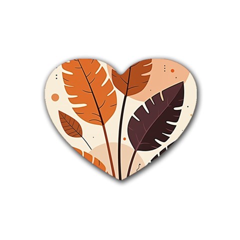 Leaves Boho Monster Nature Rubber Coaster (Heart) from ArtsNow.com Front