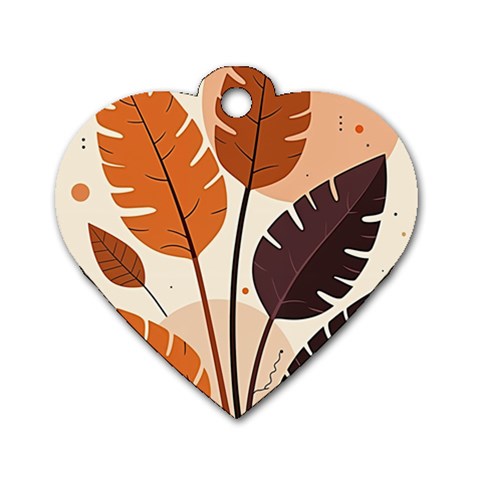 Leaves Boho Monster Nature Dog Tag Heart (One Side) from ArtsNow.com Front