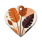 Leaves Boho Monster Nature Dog Tag Heart (Two Sides)