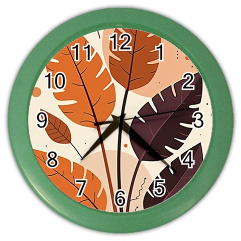 Leaves Boho Monster Nature Color Wall Clock from ArtsNow.com Front