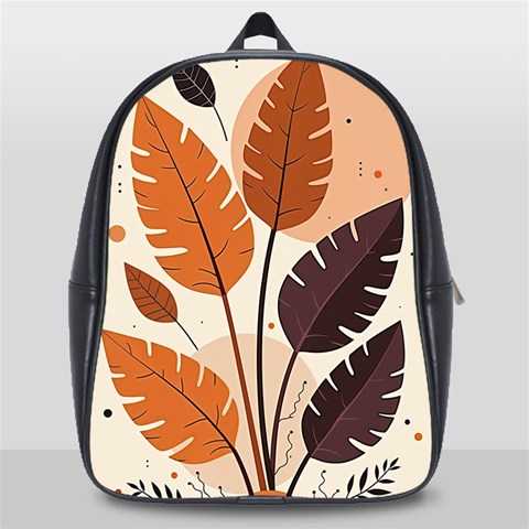 Leaves Boho Monster Nature School Bag (Large) from ArtsNow.com Front