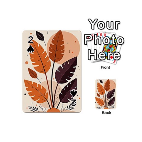 Leaves Boho Monster Nature Playing Cards 54 Designs (Mini) from ArtsNow.com Front - Spade2