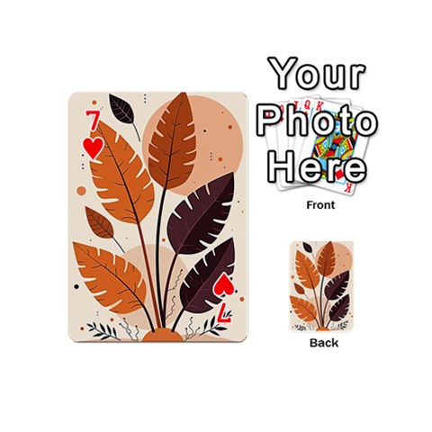 Leaves Boho Monster Nature Playing Cards 54 Designs (Mini) from ArtsNow.com Front - Heart7