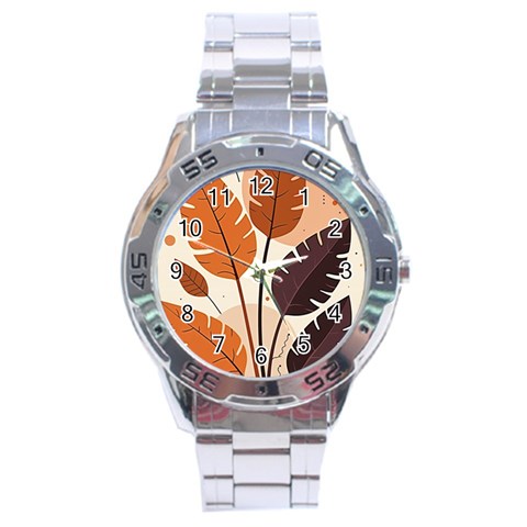 Leaves Boho Monster Nature Stainless Steel Analogue Watch from ArtsNow.com Front