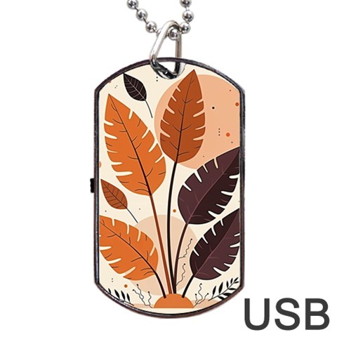 Leaves Boho Monster Nature Dog Tag USB Flash (One Side) from ArtsNow.com Front