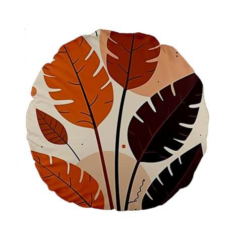 Leaves Boho Monster Nature Standard 15  Premium Round Cushions from ArtsNow.com Front