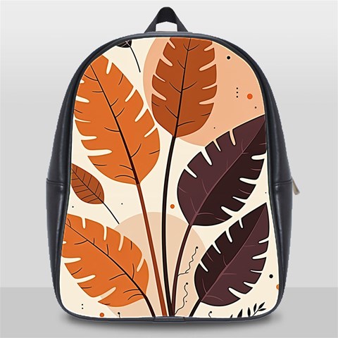 Leaves Boho Monster Nature School Bag (XL) from ArtsNow.com Front