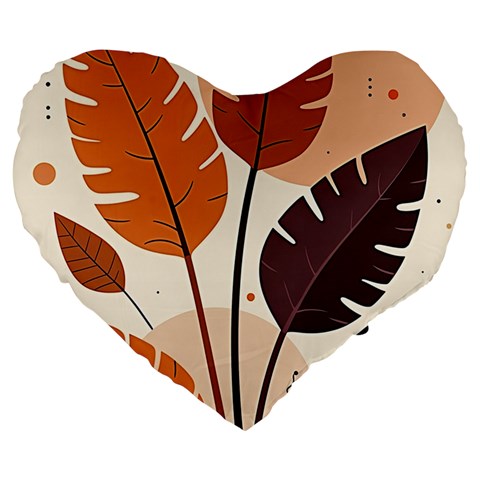 Leaves Boho Monster Nature Large 19  Premium Heart Shape Cushions from ArtsNow.com Front