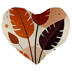 Leaves Boho Monster Nature Large 19  Premium Heart Shape Cushions from ArtsNow.com Front