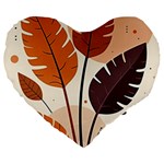 Leaves Boho Monster Nature Large 19  Premium Heart Shape Cushions