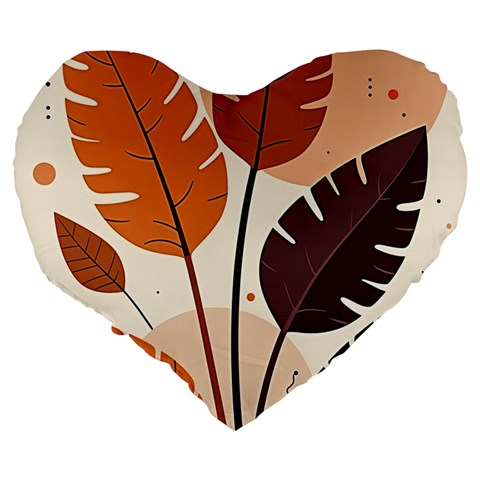 Leaves Boho Monster Nature Large 19  Premium Heart Shape Cushions from ArtsNow.com Back