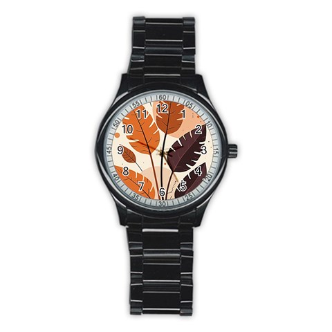 Leaves Boho Monster Nature Stainless Steel Round Watch from ArtsNow.com Front