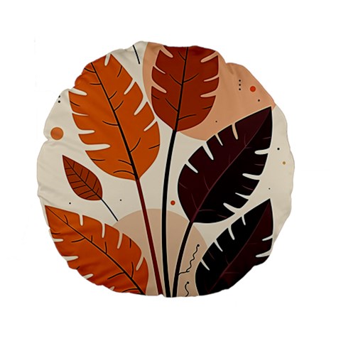 Leaves Boho Monster Nature Standard 15  Premium Flano Round Cushions from ArtsNow.com Front