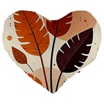 Leaves Boho Monster Nature Large 19  Premium Flano Heart Shape Cushions