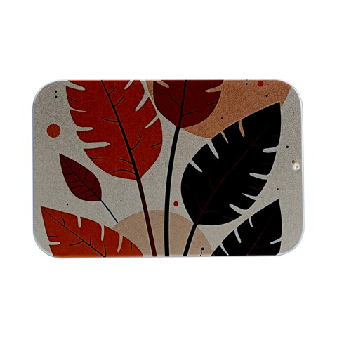 Leaves Boho Monster Nature Open Lid Metal Box (Silver)   from ArtsNow.com Front