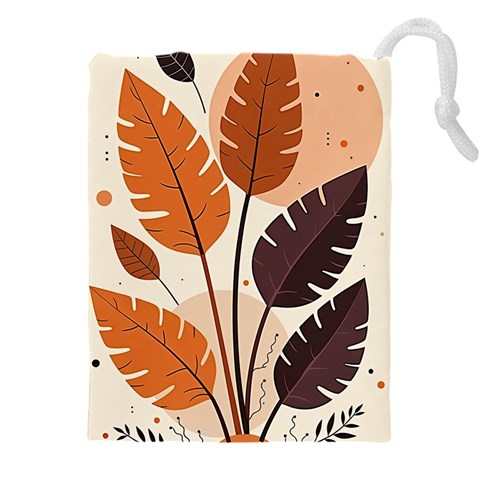 Leaves Boho Monster Nature Drawstring Pouch (4XL) from ArtsNow.com Front