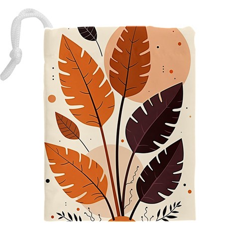 Leaves Boho Monster Nature Drawstring Pouch (4XL) from ArtsNow.com Back