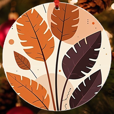 Leaves Boho Monster Nature UV Print Acrylic Ornament Round from ArtsNow.com Front