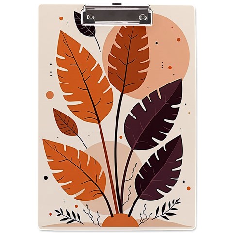 Leaves Boho Monster Nature A4 Acrylic Clipboard from ArtsNow.com Front