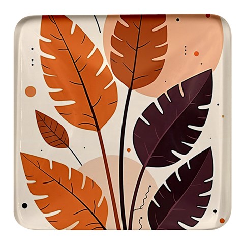 Leaves Boho Monster Nature Square Glass Fridge Magnet (4 pack) from ArtsNow.com Front