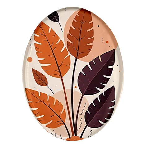 Leaves Boho Monster Nature Oval Glass Fridge Magnet (4 pack) from ArtsNow.com Front