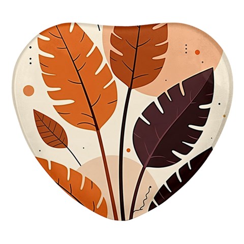 Leaves Boho Monster Nature Heart Glass Fridge Magnet (4 pack) from ArtsNow.com Front