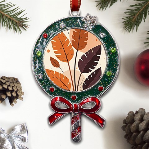 Leaves Boho Monster Nature Metal X Mas Lollipop with Crystal Ornament from ArtsNow.com Front