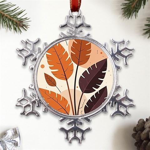 Leaves Boho Monster Nature Metal Large Snowflake Ornament from ArtsNow.com Front