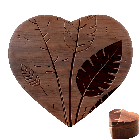 Leaves Boho Monster Nature Heart Wood Jewelry Box from ArtsNow.com Front