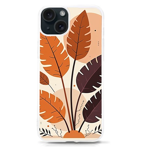 Leaves Boho Monster Nature iPhone 15 TPU UV Print Case from ArtsNow.com Front