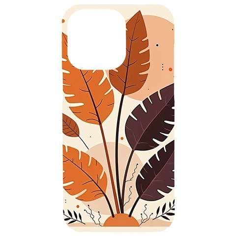 Leaves Boho Monster Nature iPhone 15 Pro Max Black UV Print PC Hardshell Case from ArtsNow.com Front