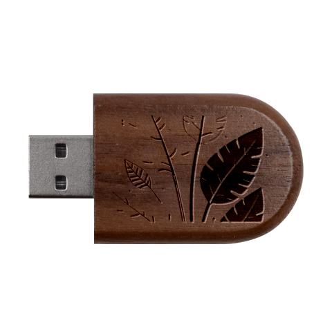 Leaves Boho Monster Nature Wood Oval USB Flash Drive from ArtsNow.com USB