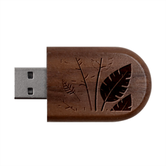 Leaves Boho Monster Nature Wood Oval USB Flash Drive from ArtsNow.com USB