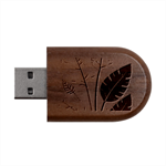 Leaves Boho Monster Nature Wood Oval USB Flash Drive