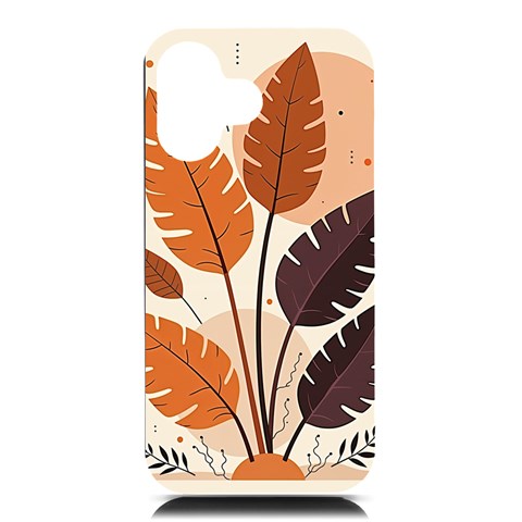 Leaves Boho Monster Nature iPhone 16 Black UV Print PC Hardshell Case from ArtsNow.com Front