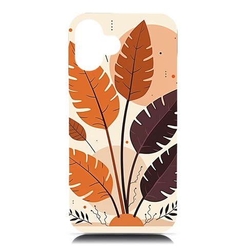 Leaves Boho Monster Nature iPhone 16 Plus Black UV Print PC Hardshell Case from ArtsNow.com Front