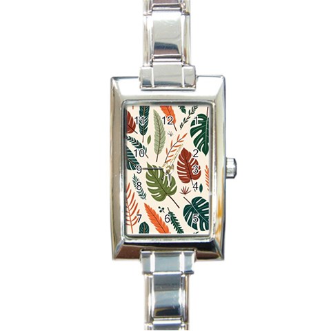 Leaves Autumn Rectangle Italian Charm Watch from ArtsNow.com Front