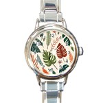 Leaves Autumn Round Italian Charm Watch