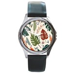 Leaves Autumn Round Metal Watch