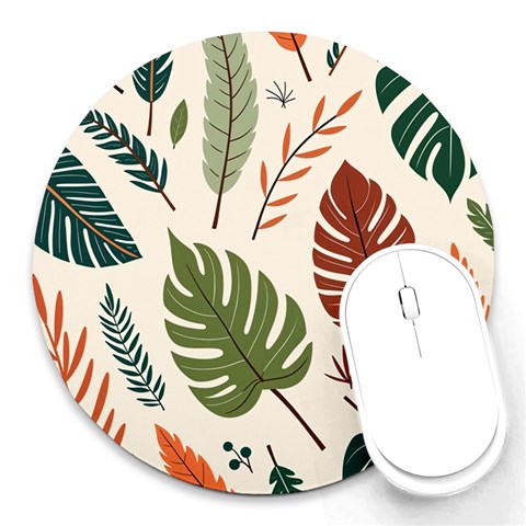 Leaves Autumn Round Mousepad from ArtsNow.com Front