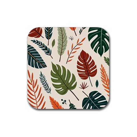 Leaves Autumn Rubber Coaster (Square) from ArtsNow.com Front